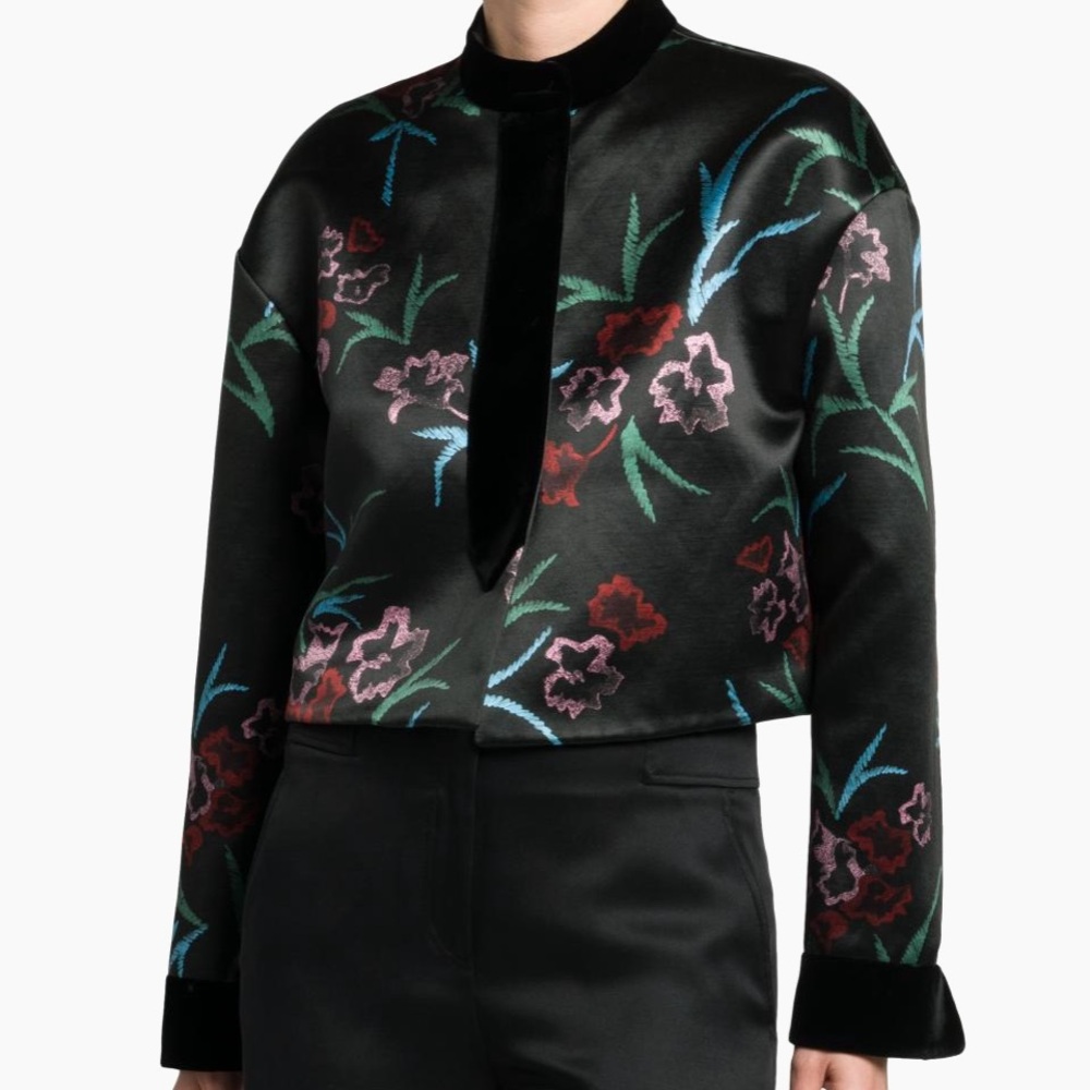 NWOT Giorgio Armani High End Floral Embroidered Silk-Linen Top, Size IT 42 US 6 - Picture 3 of 12